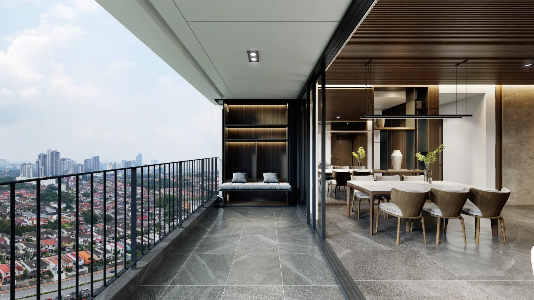 Stellar Damansara balcony dining with a skyline view, artist's impression