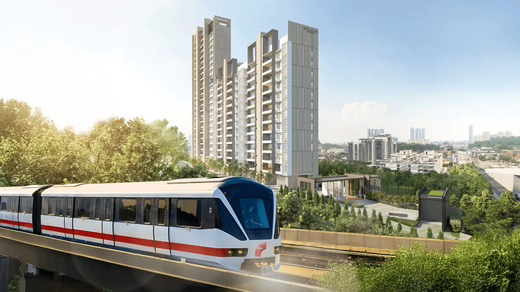 Stellar Damansara towers beside the LRT line, artist's impression