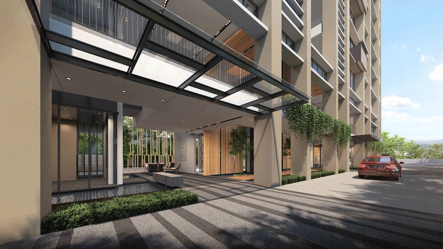 Stellar Damansara covered drop-off for Block A and Block B, artist's impression