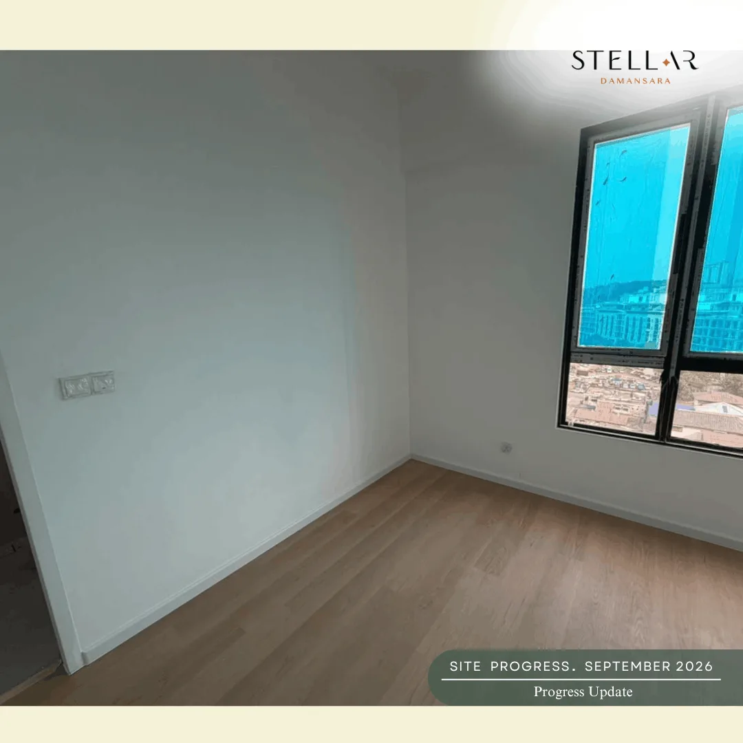 Stellar Damansara finished bedroom with timber floor, September 2026, site photo